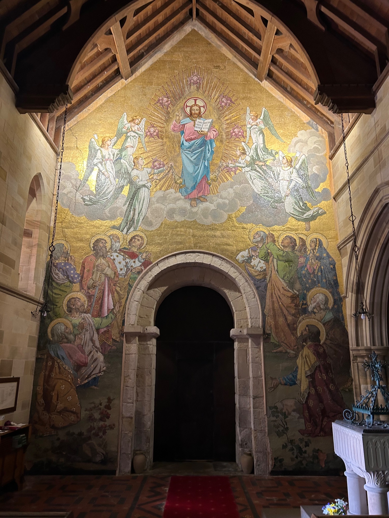 Mosaic on western wall of St Andrew Kirby Grindalythe