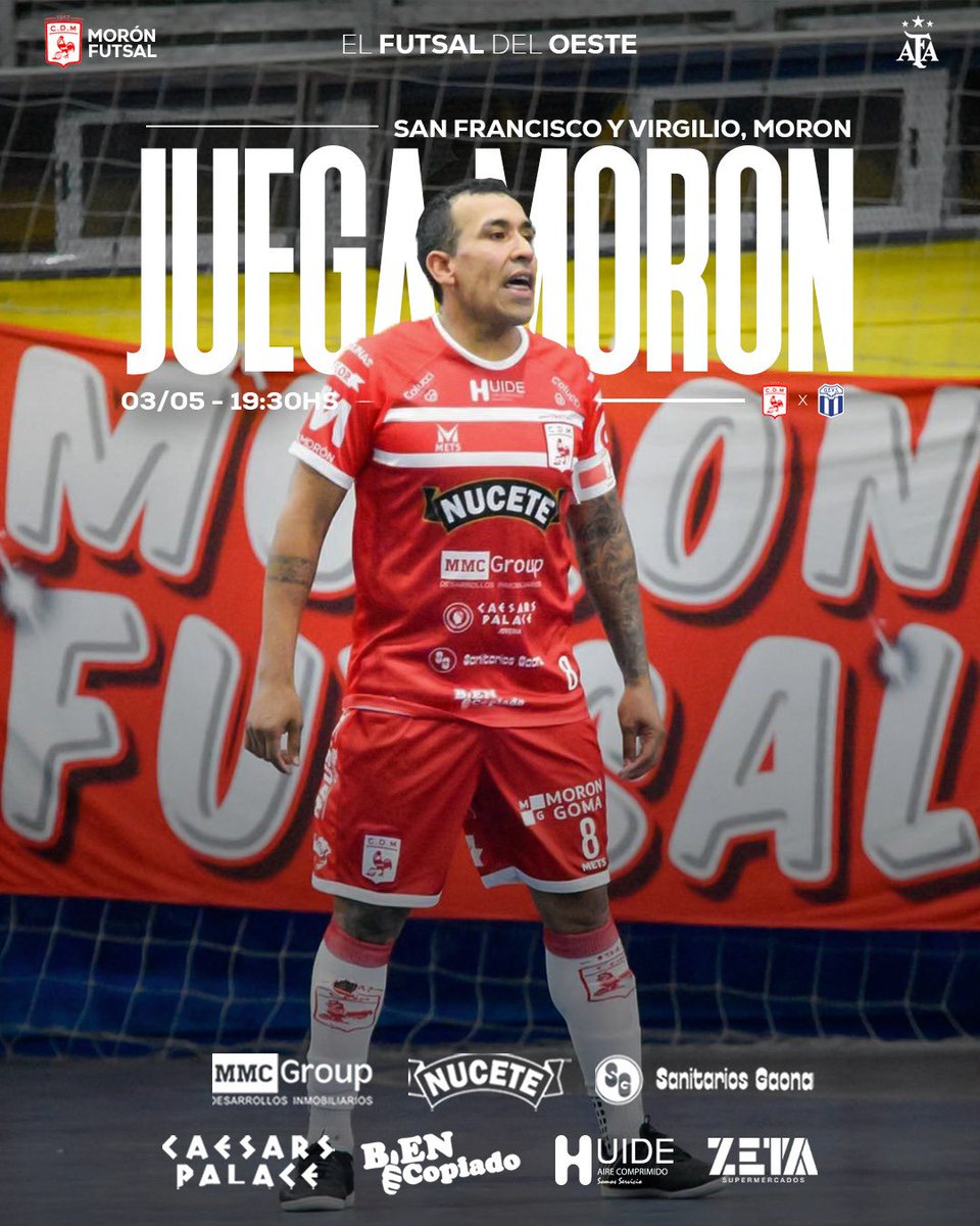 ¡𝗛𝗢𝗬 𝗝𝗨𝗘𝗚𝗔 𝗠𝗢𝗥𝗢́𝗡!

➡️Fecha 6
🆚Gevs
🗓️Sábado 3/5
🏟️San Francisco y Virgilio, Morón.
🕣19.30 

#FutsalAFA🏆