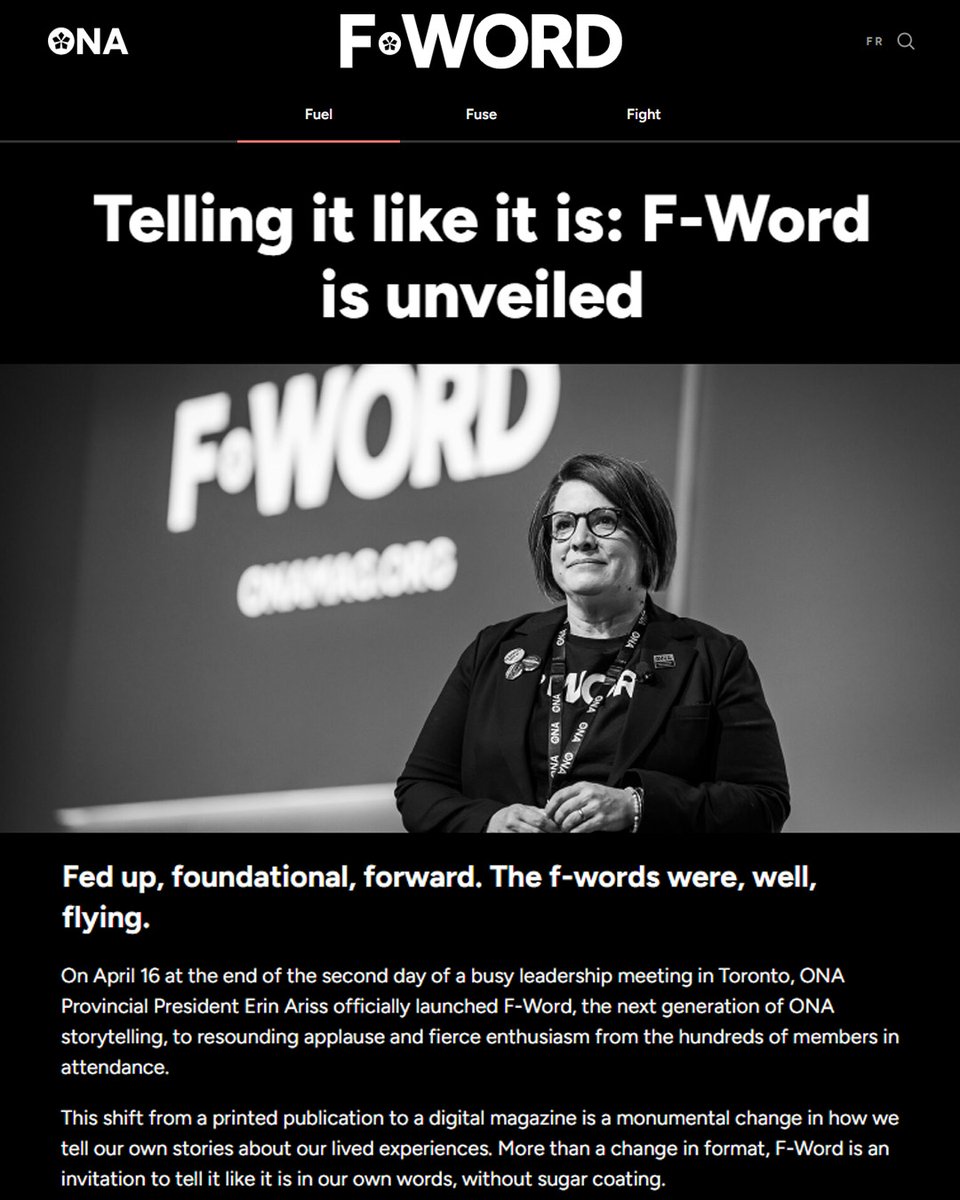 Ontario Nurses' Association (@ontarionurses) on Twitter photo The launch of F-Word marks not only a shift from a printed publication to a digital magazine but also a monumental change in how we tell our own stories about our lived experiences. 
It is an invitation to tell it like it is in our own words.
onamag.org/fuel/code-blue… The launch of F-Word marks not only a shift from a printed publication to a digital magazine but also a monumental change in how we tell our own stories about our lived experiences. 
It is an invitation to tell it like it is in our own words.
onamag.org/fuel/code-blue…