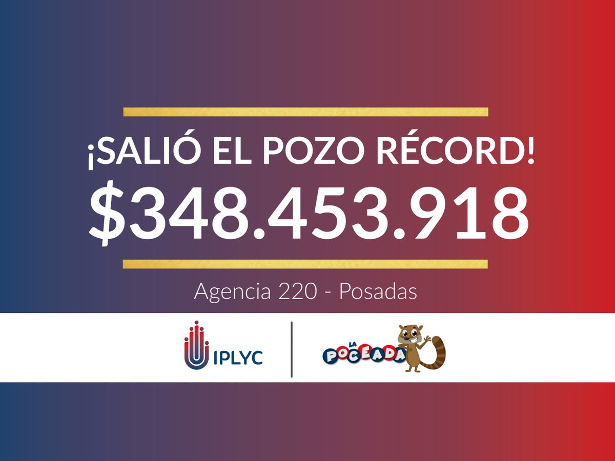 jorgekurrle's tweet image. Súper esperada: La #Poceada #entregó en #Posadas su #pozo histórico 

Un posadeño se llevó los 348.453.918 pesos durante el sorteo 4255 (matutino) de este viernes 2. El apostador hizo su jugada en la Agencia 220 de esta ciudad capital y se convirtió en el millonario más famoso de