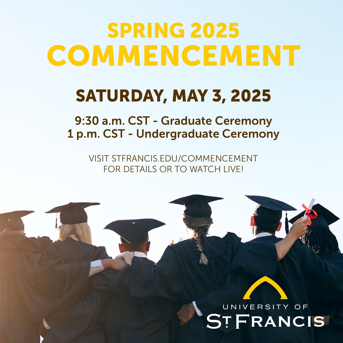 It's commencement day! Visit stfrancis.edu/commencement for all the details or to watch the ceremonies live... best wishes to our graduating Saints and their families!
