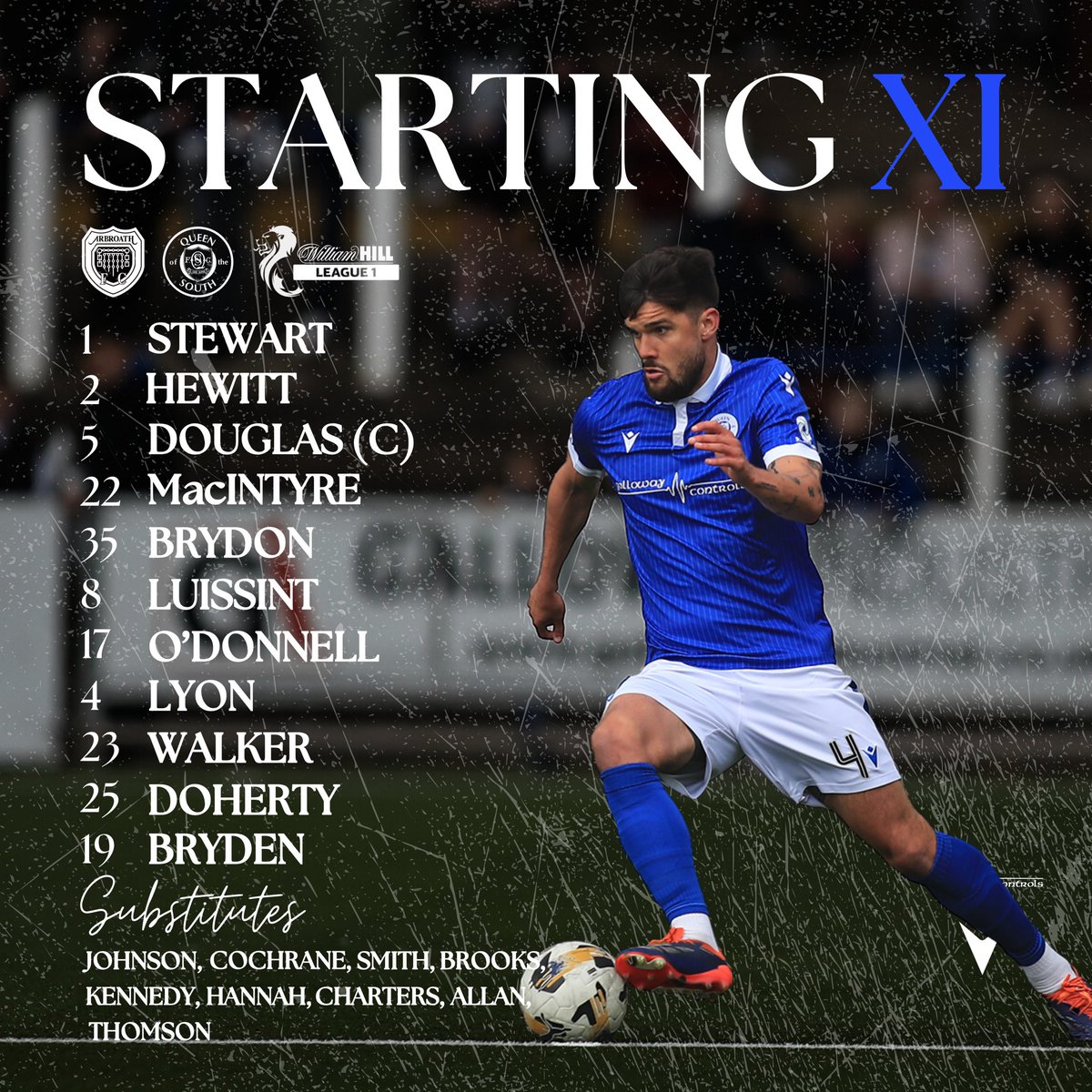 OfficialQosFC's tweet photo. ๐ข Hereโs how the Doonhamers line-up against Arbroath this afternoon.
#ARBQOS | #League1 | #TheDoonhamers https://t.co/AV25p41VIe