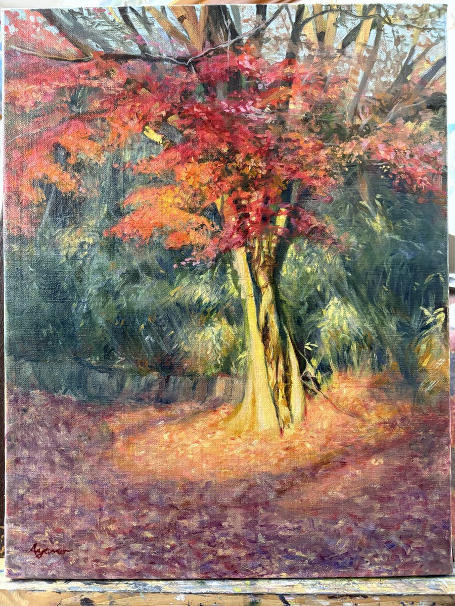 ayano_ox's tweet photo. 完成！
あんまり変わってるようには見えないかも

#油絵 #油彩画 #風景画 #紅葉 #冬 https://t.co/TxWJlu0oCP