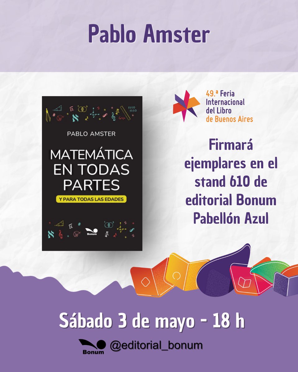 ¡Buen día! Para quienes anden hoy por la Feria del Libro de Buenos Aires, nos vemos a las 18 en el pabellón Azul.