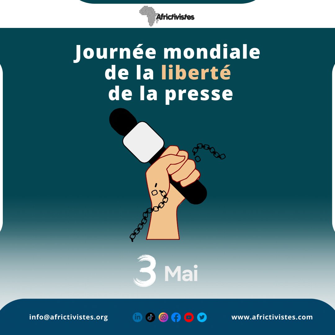 📢 En cette Journée mondiale de la liberté de la #presse🎙️, #AfricTivistes rend hommage aux journalistes qui informent malgré les risques.

✅Une presse libre est le fondement d'une démocratie vivante.
✅La liberté d’expression est un droit, pas un luxe.

À travers des