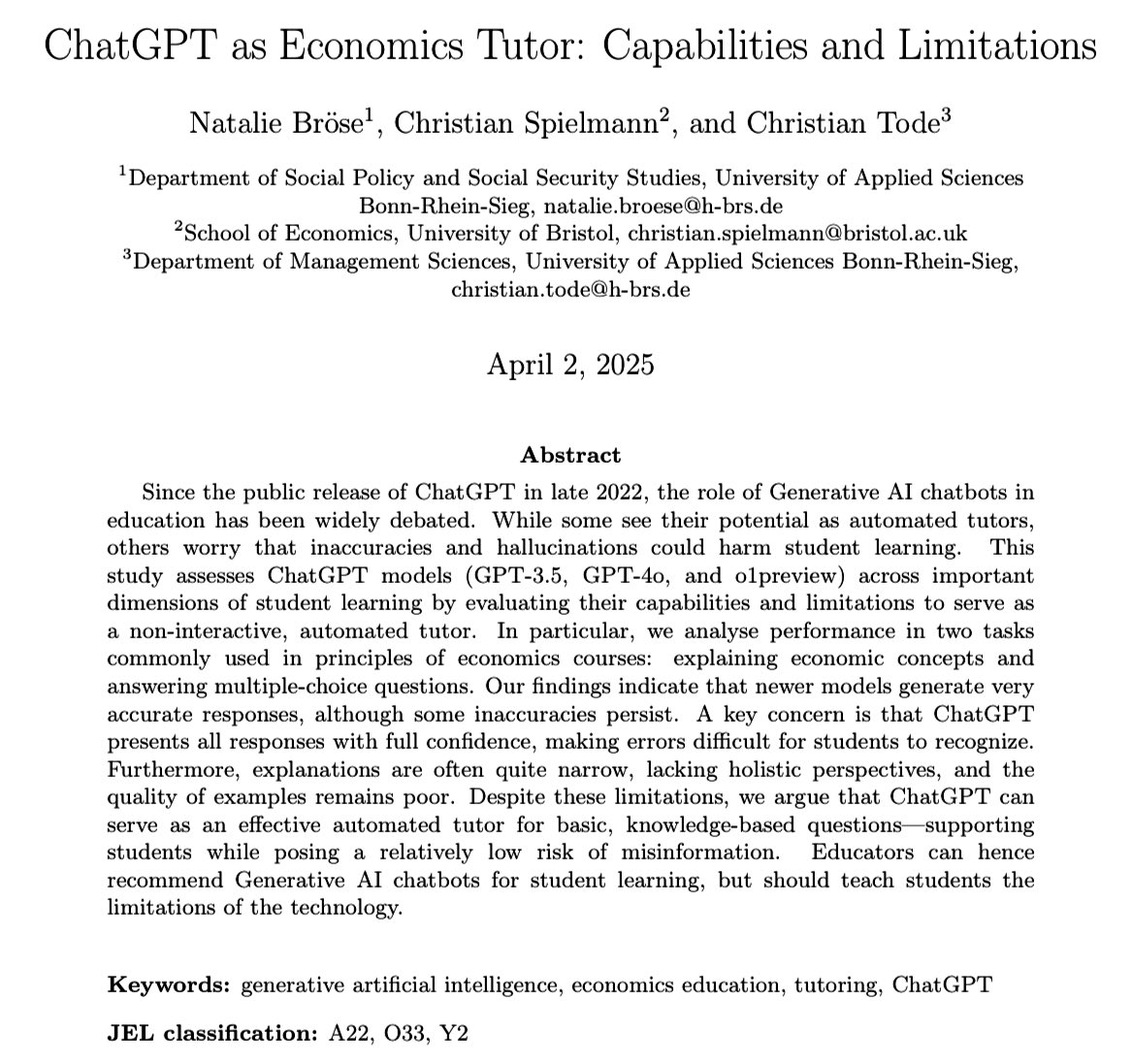 This is an incredibly important paper that I think all professors TAs, curriculum designers, EdTech developers working on AI tutoring tools, educational policy makers, academic administrators and et al. should read it