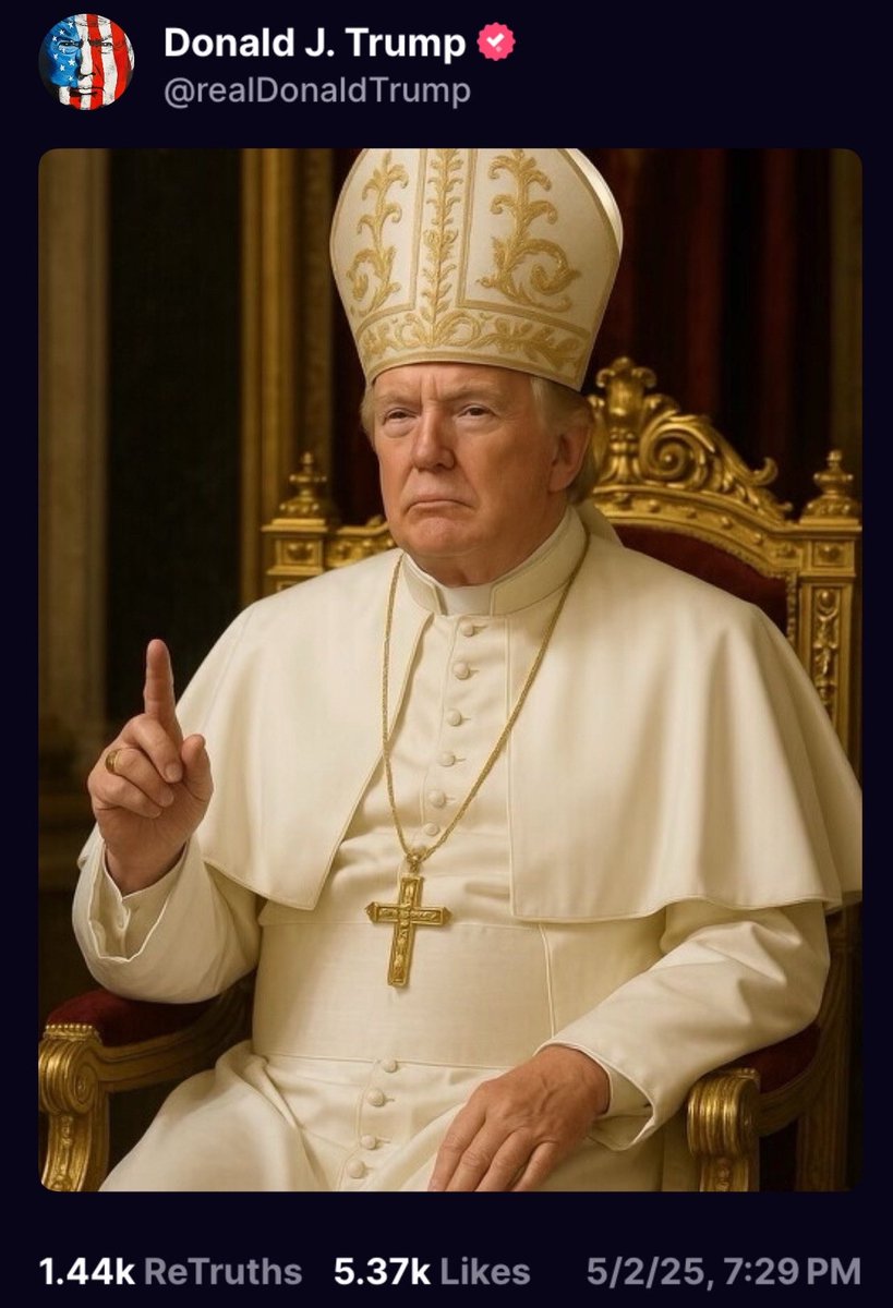 The USA is a fucking joke — a joke that will get millions killed if we don’t course correct NOW!

This post is a massive insult to Catholics, Pope Francis’ family, friends &amp; devotees, and to the present conclave. 

Only thing potentially accurate is that Trump is a sexual