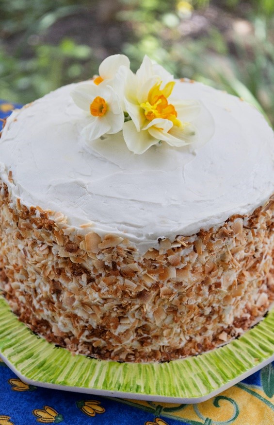 ShugasCookin's tweet photo. Spring is in swing! This multi-step, delicious carrot cake will be in SHUGA'S COOKIN' cookbook. Like all of Linda's cakes, it's topped w/ fresh flowers straight from her garden. #spring #carrotcake #freshflowers #daffodils #cookbook:  Shuga's Cookin' https://t.co/ysFQoxhs3g