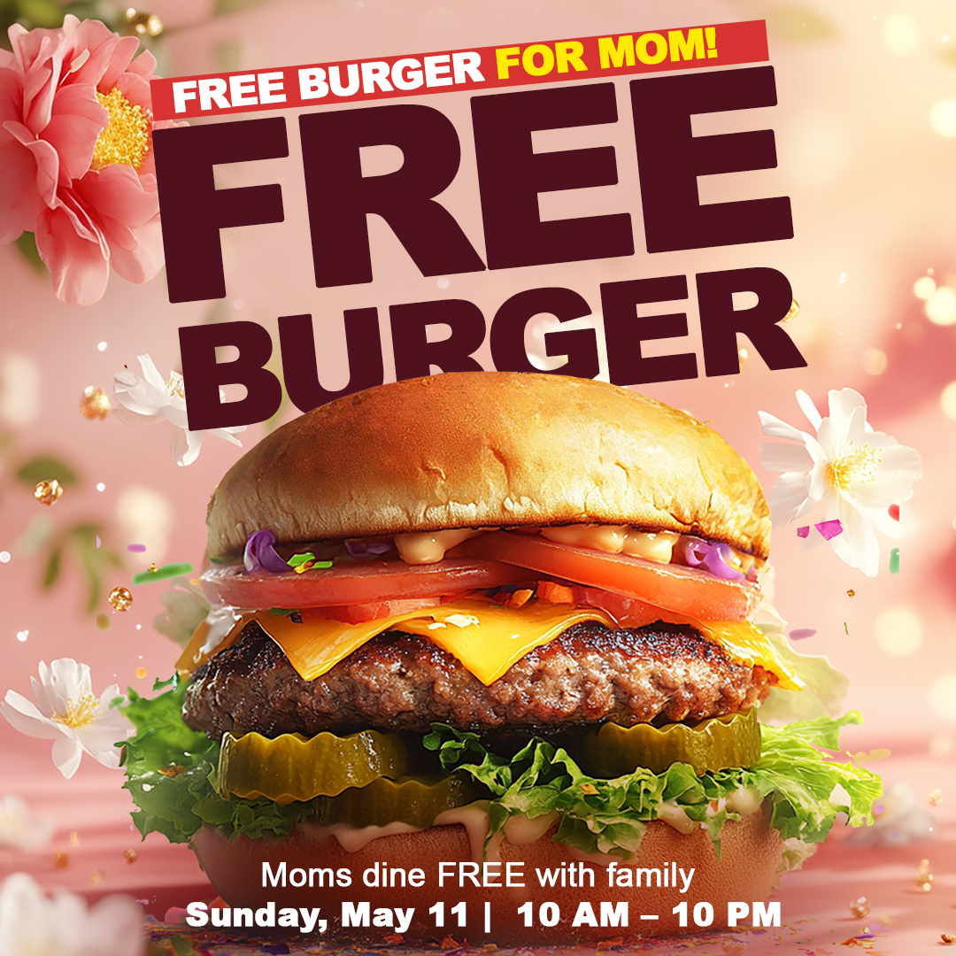 aaburger's tweet photo. Treat your mom this Mother’s Day to something delicious — a free burger on us! 🍔
All moms who dine with their family at All About Burger on Sunday, May 11th (10 AM – 10 PM) will receive a FREE burger — because no one deserves it more than Mom! 💐 https://t.co/QI5aZ7L4KG