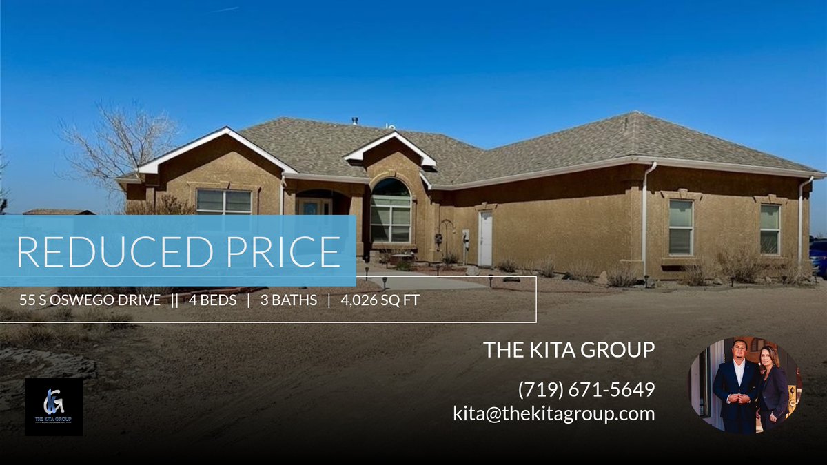Thekitagroup's tweet photo. 📍 Reduced Price 📍 This recently reduced home at 55 S Oswego Drive in Pueblo West won't last long, so, don't wait to set up a showing! Reach out here or at (719) 671-5649 for more information!

The Kita Group https://t.co/3SxShBGXBo https://t.co/fWs0H2SjPh