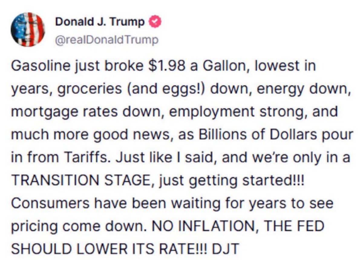 This is what leadership looks like. Gasoline wholesale prices are coming way down. Retweet this one if you’re happy about prices coming in under $2!

eia.gov/todayinenergy/…