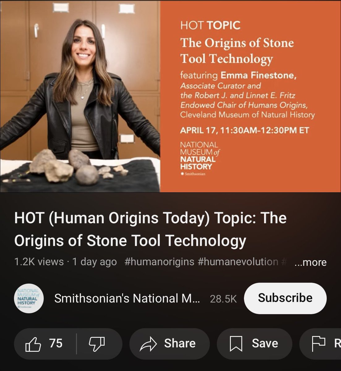 finestone_emma's tweet image. I had a great time talking about the origins of stone toolmaking with @HumanOrigins for the HOT Topic series
Check it out here:
m.youtube.com/watch?v=0w9kWR…