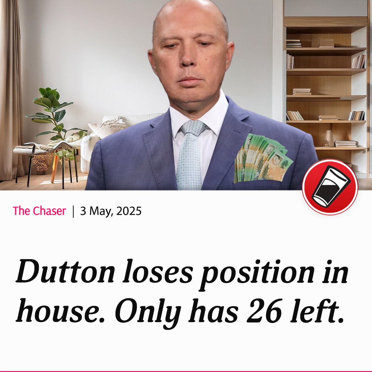The Chaser (@chaser) on Twitter photo Worst of all, his best friend Gina said he cant use the private jet anymore.
Read more: chaser.com.au/national/dutto… Worst of all, his best friend Gina said he cant use the private jet anymore.
Read more: chaser.com.au/national/dutto…