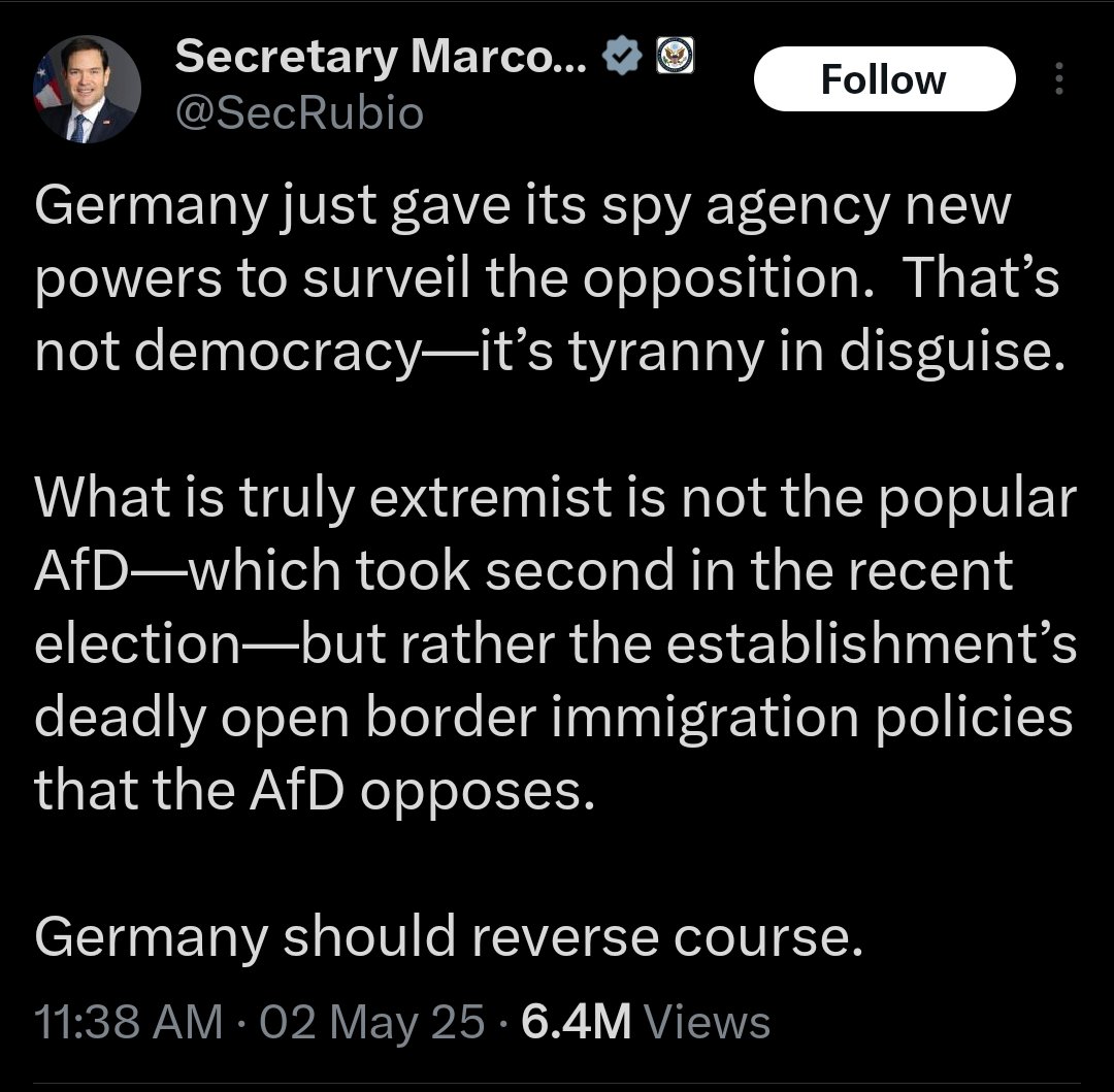 Arturo Dominguez 🇨🇺🇺🇸 (@extremearturo) on Twitter photo Let's be clear. <a href="/marcorubio/">Marco Rubio</a> isn't just criticizing an ally, he's defending a political party in Germany made up of neo-Nazis. Let's be clear. <a href="/marcorubio/">Marco Rubio</a> isn't just criticizing an ally, he's defending a political party in Germany made up of neo-Nazis.