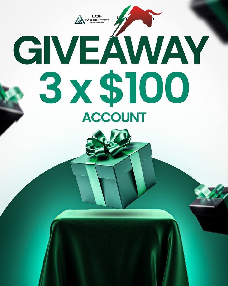 Giveaway [3X $100]

Win 3x Broker Live  Accounts 

1. Follow 
<a href="/0thayyab0/">𝗥𝗶𝘀𝗸 𝗧𝗮𝗸𝗲𝗥</a>
<a href="/LQHMarkets/">LQHMarkets</a>
<a href="/Inversion_FVG/">Inversion FVG</a>
<a href="/zahrau38/">zahrau</a>

2. Like, Retweet and Tag 3 traders

3. Engage with quoted Tweet

Winners using picker after 72HOURS