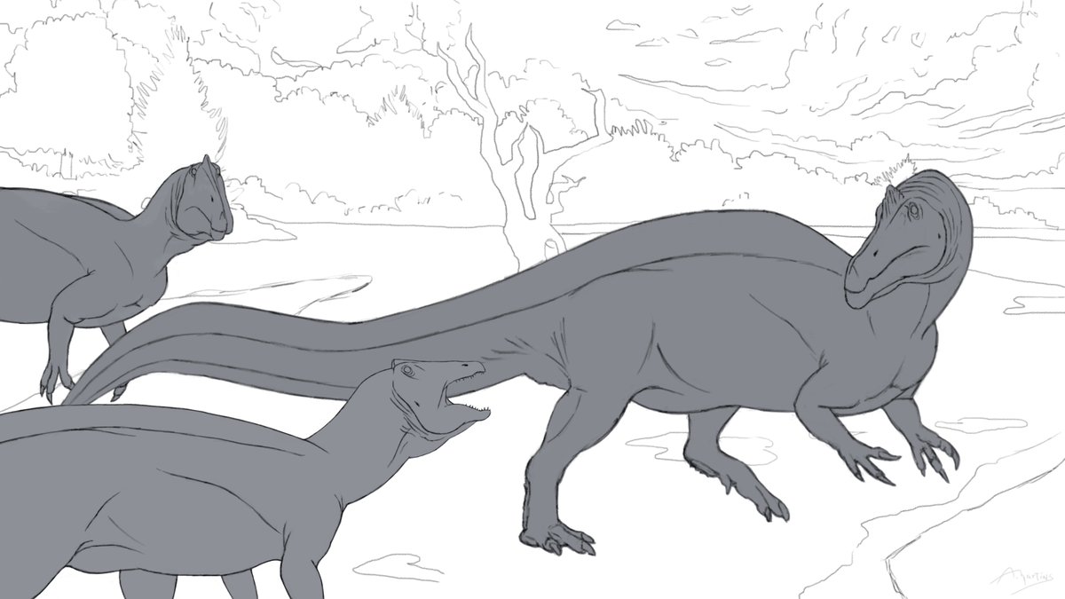 kadeauxmartins's tweet image. An angaturama being chased by a pair of irritators out of their territory.

#IrritatorBelongsToBR #decolonizescience