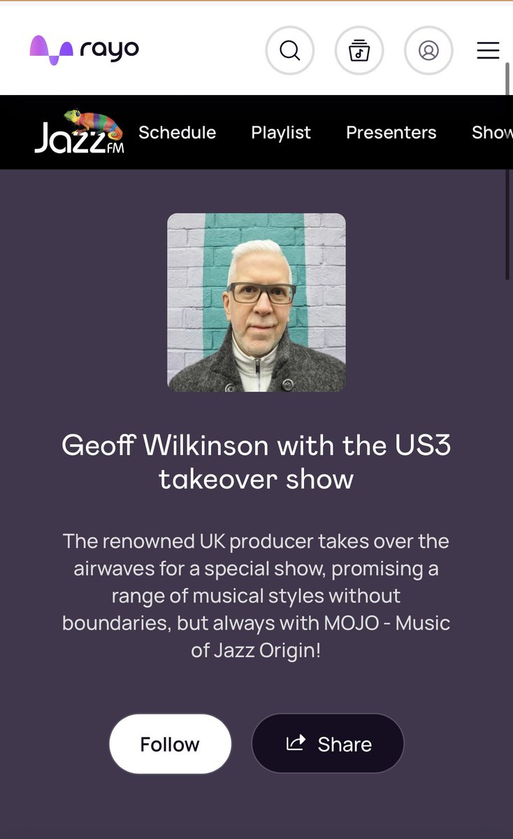 My next radio show is at 10pm Bank Holiday Monday 5th May on Jazz FM or anytime after that on the Rayo app. Tune in!