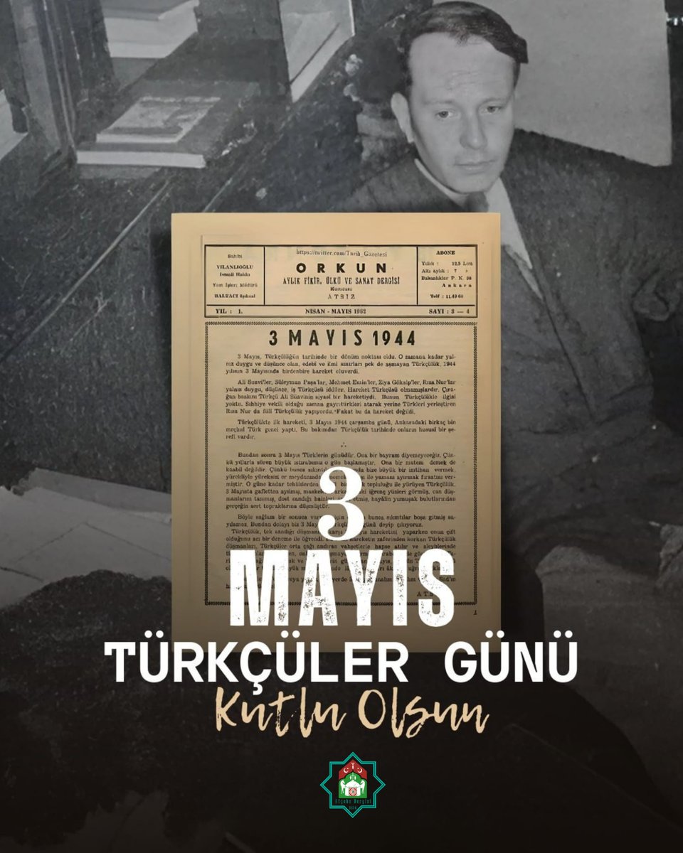 3 Mayıs Türkçüler Günü Kutlu Olsun!

Göçebe Dergisi 
Fikir, Kültür, Sanat ve Edebiyat Dergisi

#3mayıs #3mayıstürkçülergünü