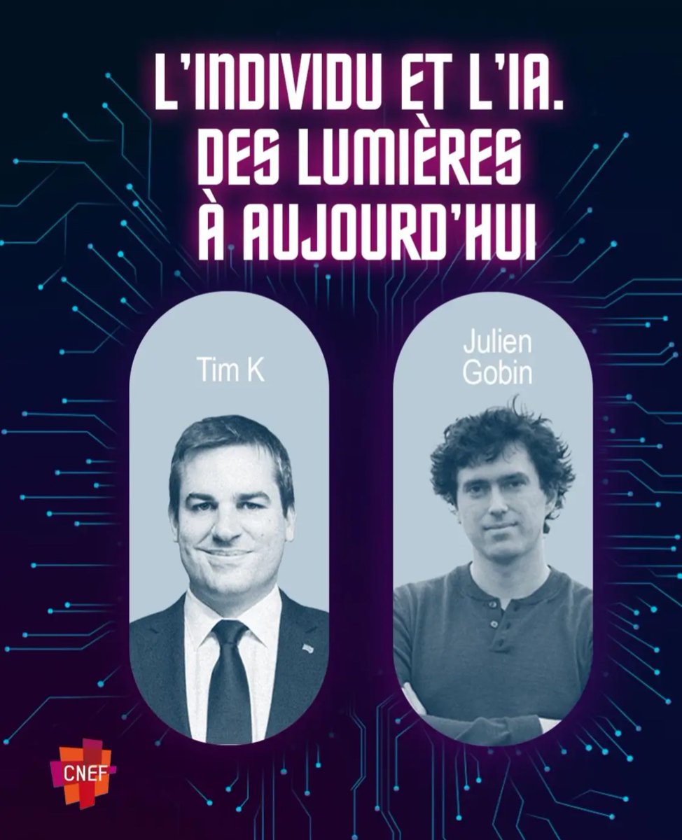 Très heureux de pouvoir dialoguer avec Julien Gobin, philosophe et auteur de « L’individu, fin de parcours ? » (éd. Gallimard) lors du forum Foi et IA à La Place samedi prochain, au Parc Floral de Paris. <a href="/comcnef/">Romain CHOISNET</a> <a href="/lecnef/">Le CNEF</a>