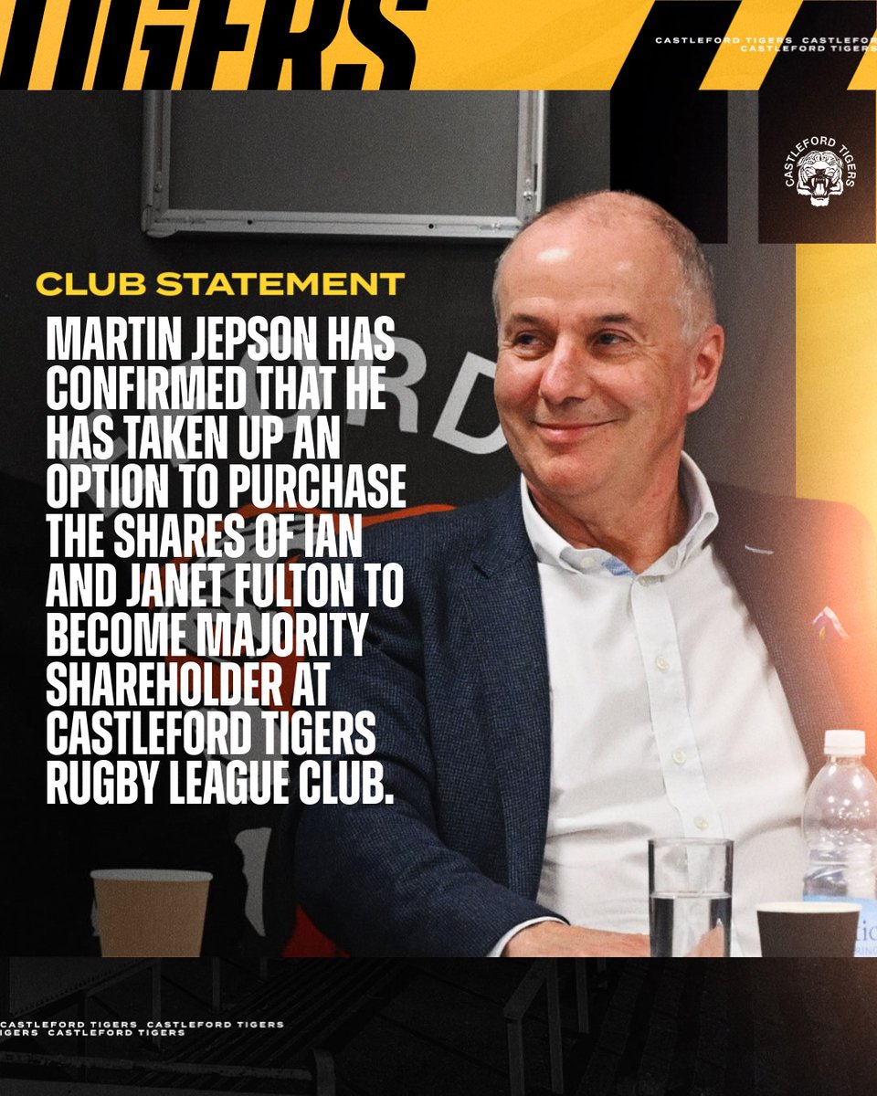 Jepson said today " I am delighted to now be the majority shareholder of my boyhood club. I have been a Castleford fan all my life and I know what the club means to so many families in the area.

I have taken my time to exercise my option to firstly understand the financial