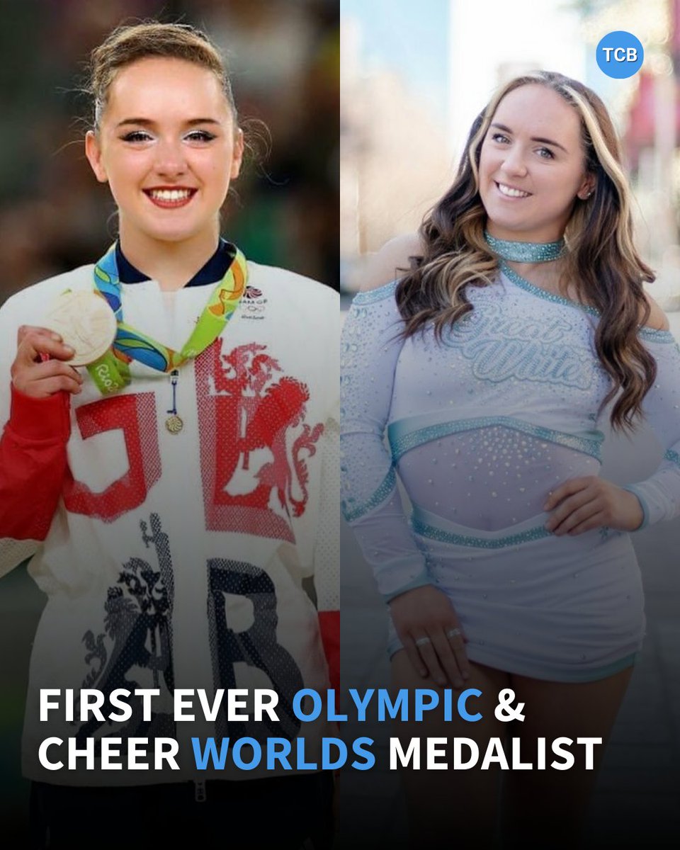 Amy Tinkler (UK) is the first-ever athlete to medal in Olympic gymnastics &amp; The Cheerleading Worlds! 🥉

In 2016, she earned Olympic bronze in floor exercise alongside Simone Biles &amp; now she’s taken 2nd place at Worlds with Cheer Sport Great White Sharks 🦈

What an achievement!