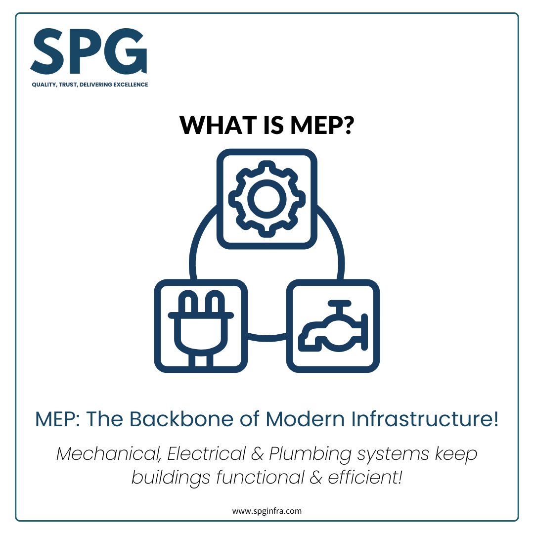 spginfraproject's tweet photo. Ever wondered what keeps a building operational? MEP (Mechanical, Electrical, and Plumbing) systems are the lifeline of modern infrastructure!

#MEPEngineering #BuildingSystems #InfrastructureDevelopment #ConstructionTech #SPG #SPGInfra https://t.co/KpPS3J1Qna