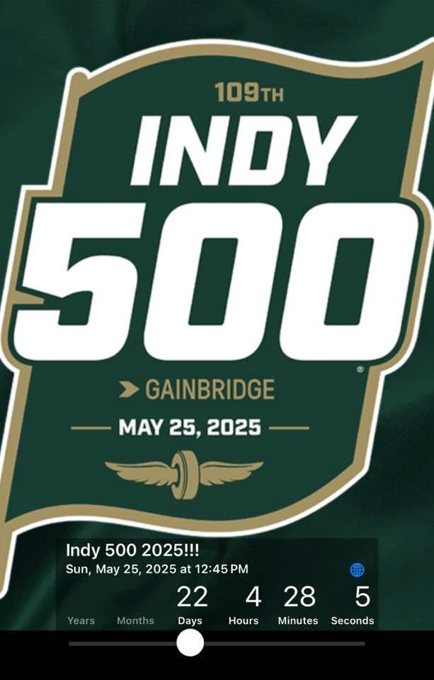 RegionColtsFan's tweet photo. 3 weeks from tomorrow we'll be at @IMS with @jdouglas4 and 300,000+ racing fans can't wait!!! #IsItMay #Indy500 #TheIndianaThingToDo #GoFast! https://t.co/7QSOnwC3Y8