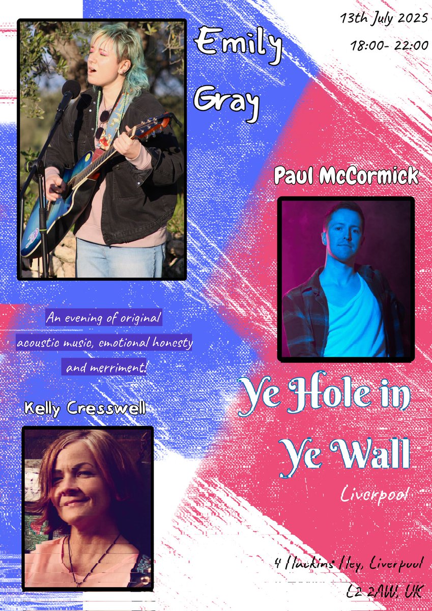 Emily Gray (@emilygraymusic) on Twitter photo Super excited to announce that the amazingly talented <a href="/paulmccormusic/">Paul McCormick</a> and <a href="/KellyCresswell7/">Kelly Cresswell Music</a> will be joining me at <a href="/yeholeliverpool/">Ye Hole In Ye Wall Liverpool</a> on the 13th July! Hope to see some of you there,it's gonna be so fun 🥹 Super excited to announce that the amazingly talented <a href="/paulmccormusic/">Paul McCormick</a> and <a href="/KellyCresswell7/">Kelly Cresswell Music</a> will be joining me at <a href="/yeholeliverpool/">Ye Hole In Ye Wall Liverpool</a> on the 13th July! Hope to see some of you there,it's gonna be so fun 🥹