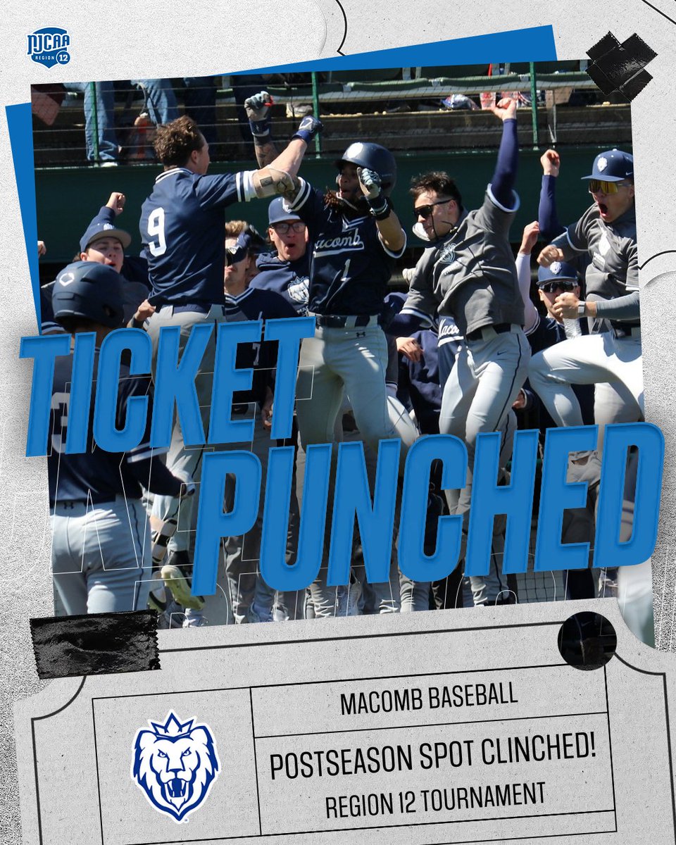 🎟️👊

<a href="/MacombBaseball/">Macomb Baseball</a> is postseason bound once again! With a 14-2 game one win over Jackson, the Monarchs clinched their spot in the upcoming <a href="/NJCAARegion12/">NJCAA Region 12</a> Tournament! Congrats, Monarchs!

#WeReign #NJCAABaseball
