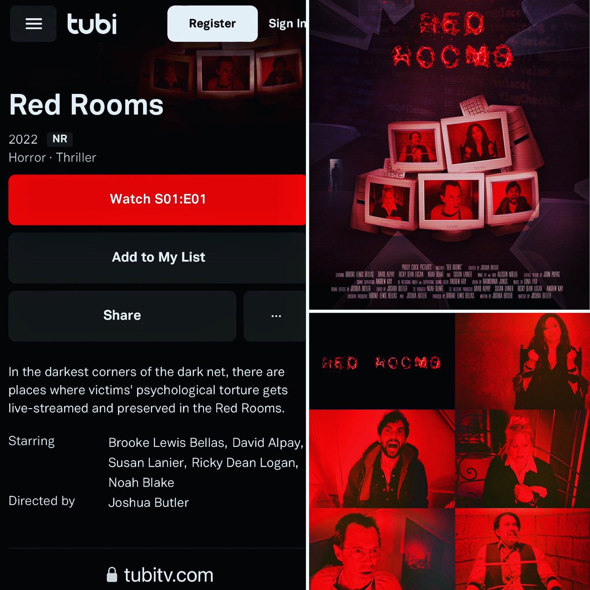 <a href="/horrorcriticMB/">Mark Bowman</a> #RedRooms #streaming #series has been making noise <a href="/Tubi/">Tubi</a> 📺🙏❤️ Several #Thriller #Horror #DarkWeb #Fans have been inquiring about #watching 💔 Please head over to #Tubi to #WATCH 📺 Thank you for your love and support🙏❤️

tubitv.com/series/3000095…