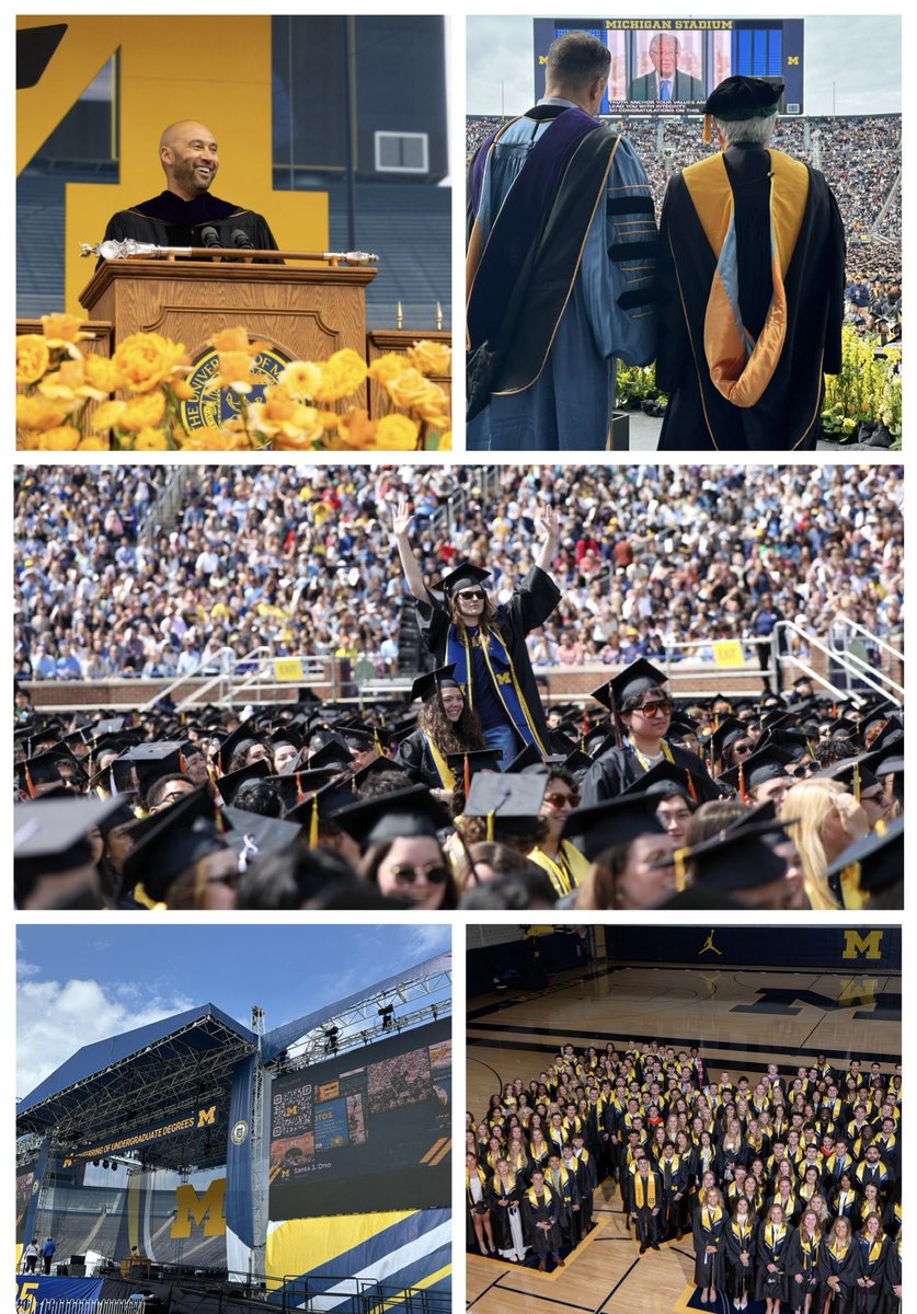 Class of 2025: as you go forward, I encourage you to stay connected to this place that has shaped you. Cheer on our teams at the Big House. Applaud our musical theater alumni on Broadway. Show up at alumni events in cities and communities around the world. Remain part of this