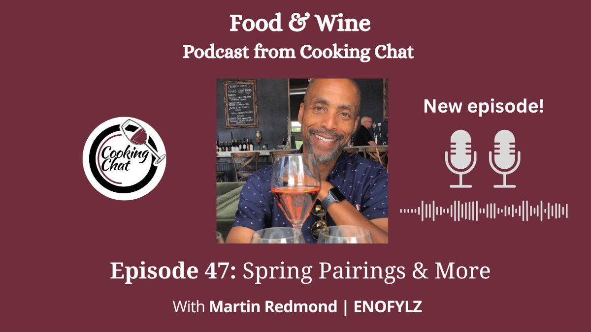 New Cooking Chat Food &amp; Wine #podcast episode! Featuring fellow wine blogger and pairing maven
<a href="/martindredmond/">Martin Redmond WSET 2,CSWS®</a>.   Available wherever you get your podcasts, including:  
apple.co/3ShkYuO 
spoti.fi/42GOOPp

cookingchatfood.com/spring-wine-pa… #wine #winepairing