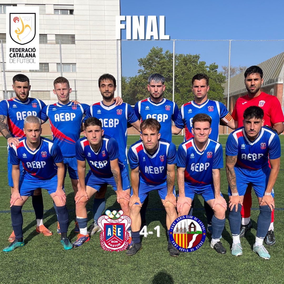 aebonpastorfut's tweet photo. QUINA VICTÒRIA! Només queda un partit, afició!
Bon Pastor 4-1 Sant Adrià CF
⚽️ @gerardbrillas
⚽️⚽️⚽️ @j.luque11
#aebp #bonpastor #familiablava💙 https://t.co/DVJRxo9lnM