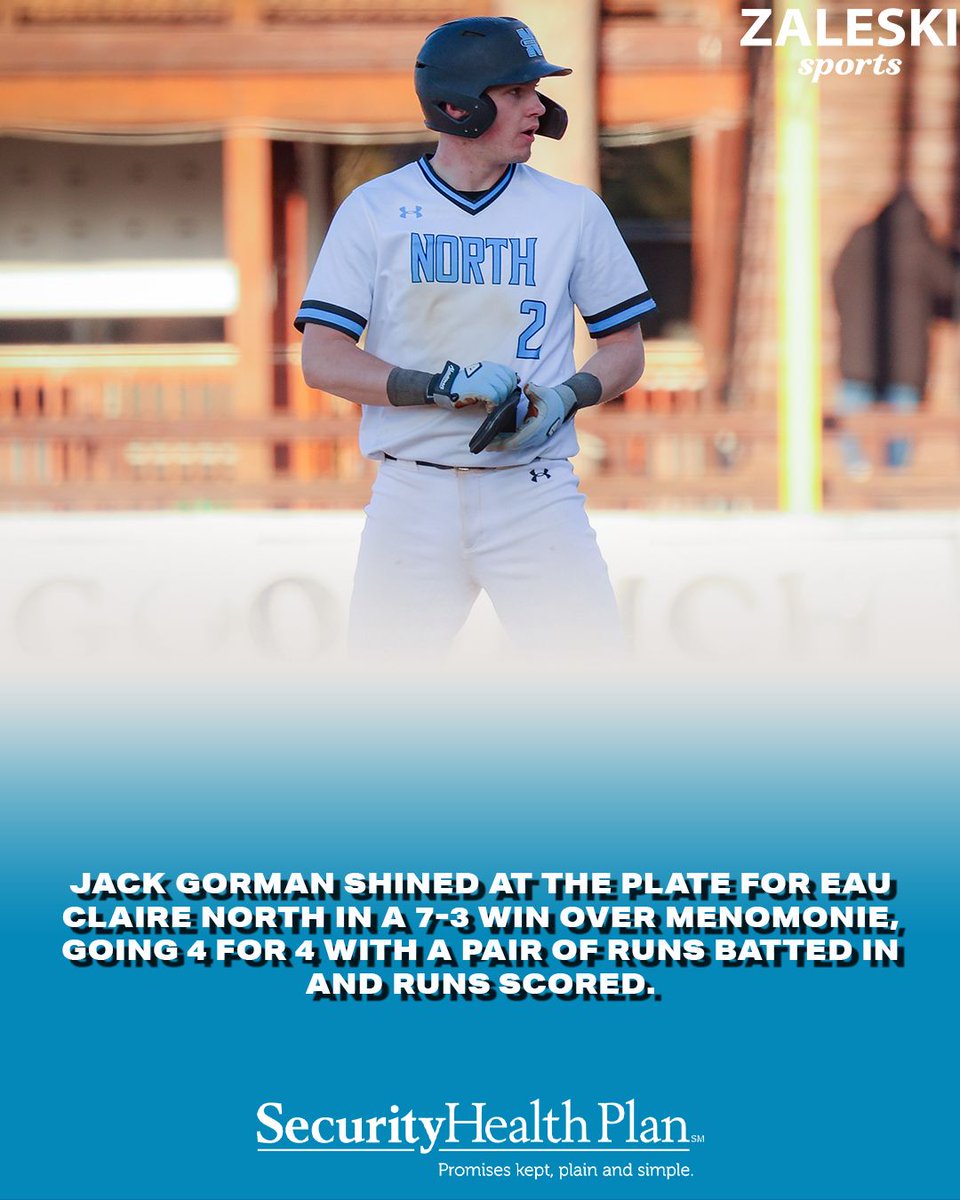 Jack Gorman was perfect at the plate for Eau Claire North in their win over Menomonie.
