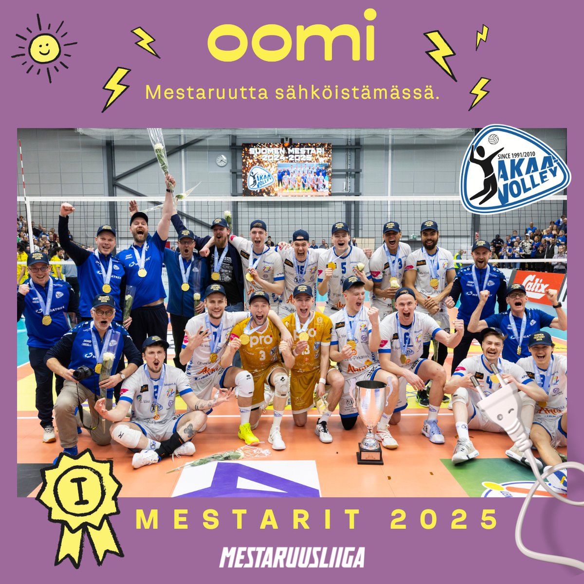 OOMITÄ MESTAREITA!🏆

MESTARIT 2025 - AKAA-VOLLEY🥇

Akaa-Volley juhlii ensimmäistä mestaruuttaan kotiyleisön edessä. Suuret onnittelut!👏🏆

Hyvää energiaa mestaruuteen tuomassa Mestaruusliigan pääyhteistyökumppani Oomi⚡️

#oomi #mestaruusliiga #innollatunnettapeliin #lentopallo