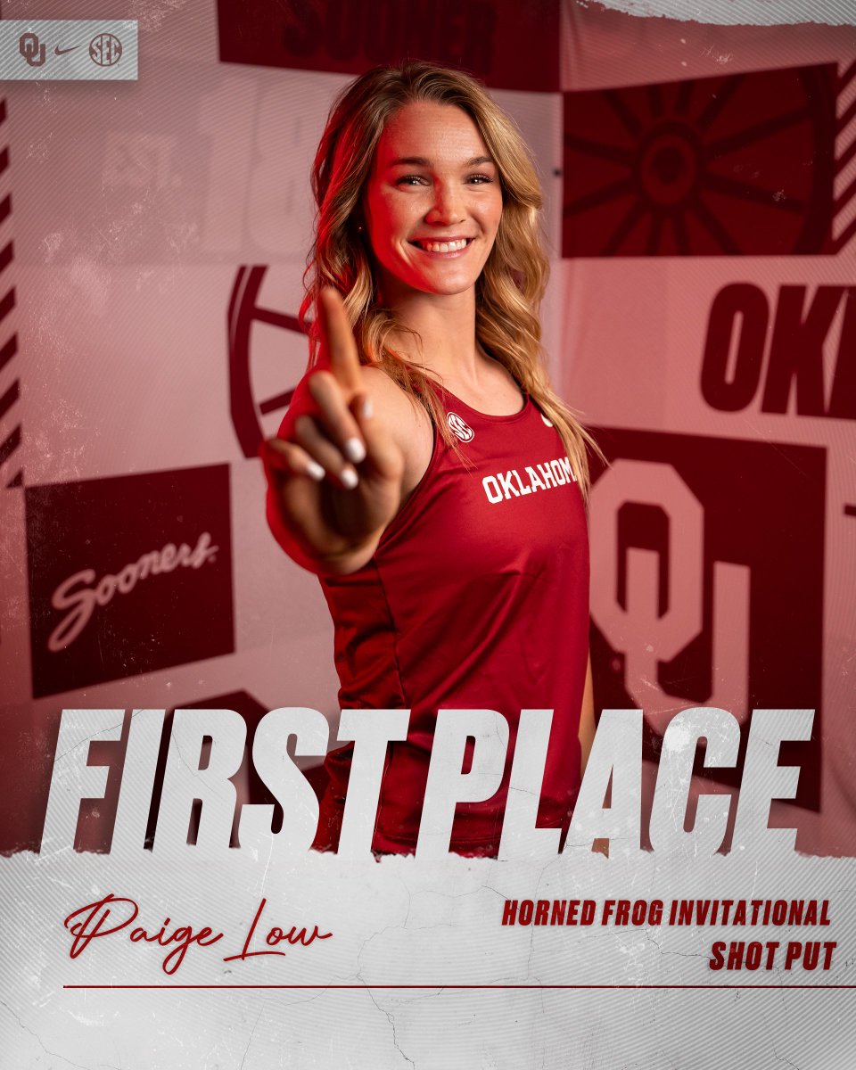 Big PR for Paige!

Paige Low tosses an outdoor career-high 17.17m (56'4.00") to win the shot put. With this mark, she ranks No. 6 in OU history and No. 8 in the SEC this outdoor season!