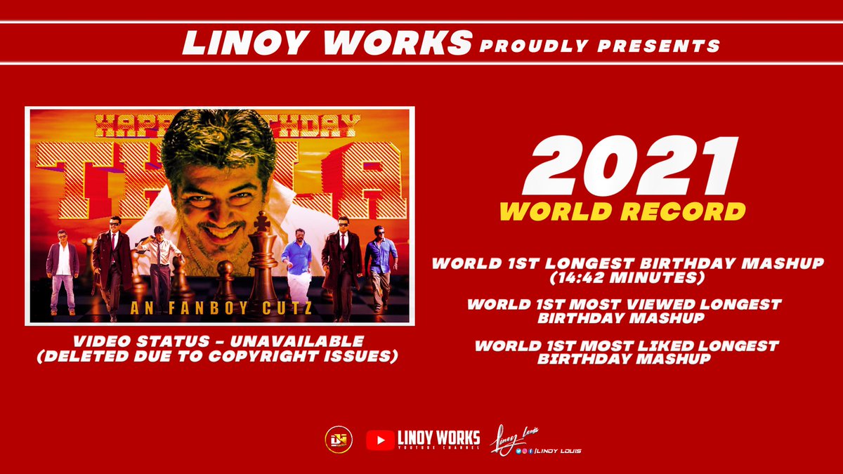 I_AmThe_Emperor's tweet photo. My AK Birthday Special FANBOY Mashup Grossed 100K+ Viewers In 57Hrs๐ฅ๐ฅ
3rd 100K Video Of #LINOYWORKS
A GREAT THANKS TO ALL MY DEAR AK FANS, SUBSCRIBERS & VIEWERS.
#AjithKumar #AK64 #Ajith #PadmaBushanAjithKumar #AjithKumarRacing #GoodBadUgly https://t.co/JM8lCtMHgX