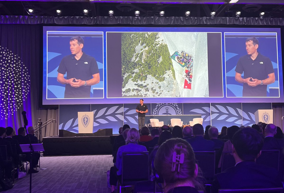 Awesome talk by <a href="/AlexHonnold/">Alex Honnold</a> on mental and physical preparation to do the “impossible” #FreeSolo <a href="/AATSHQ/">AATS</a> #AATS2025