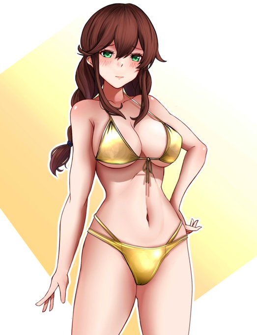 既存絵で即席金ビキニ 