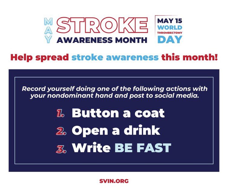 It's #StrokeAwarenessMonth !  Join the challenge and help us Spread Stroke Awareness all throughout the Month of May!

Are you righty or lefty?
 Let's go #ALLHANDSIN for the World Thrombectomy Day Challenge.

Learn more about the campaign here: zurl.co/Q4Ip3