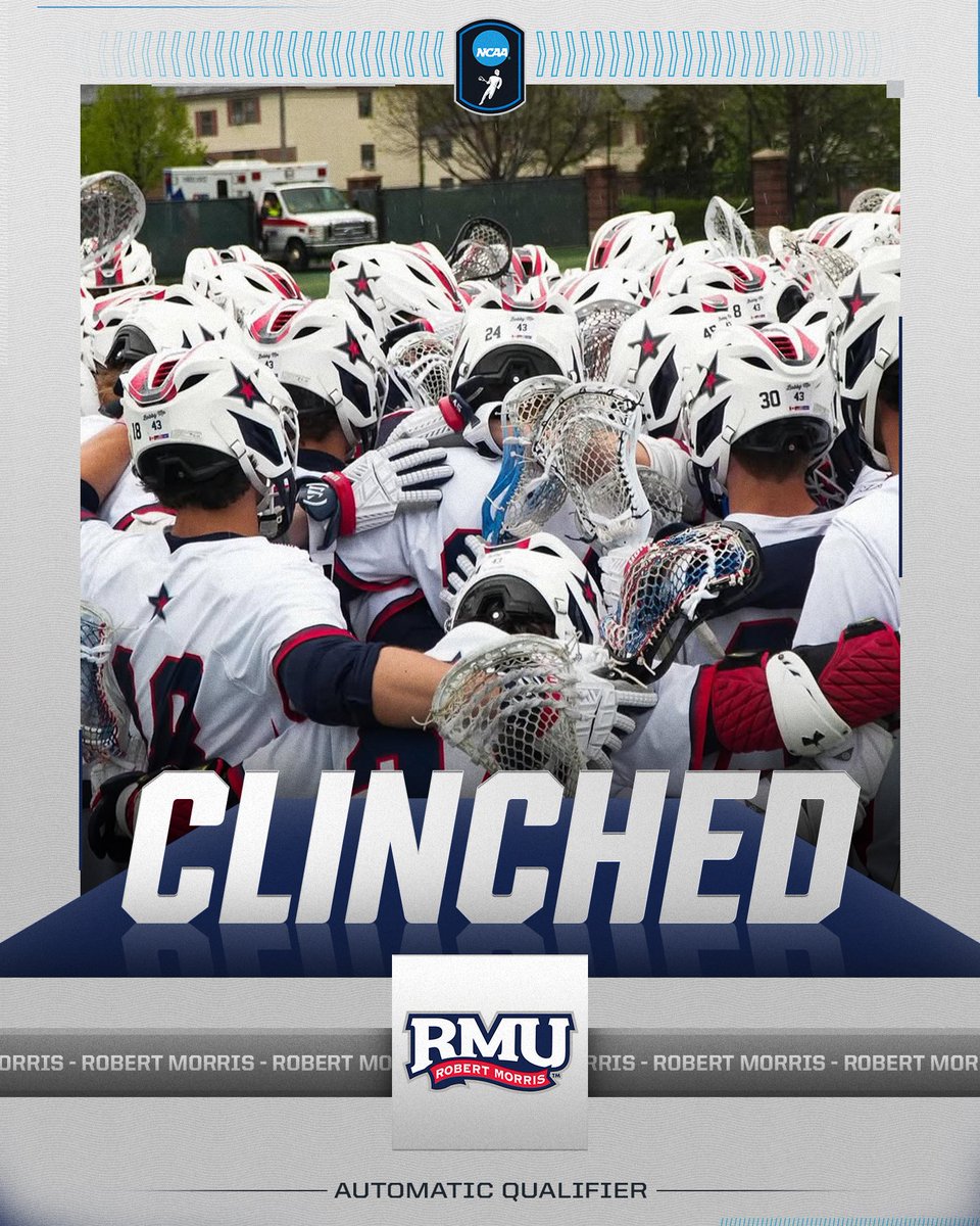 NCAA Lacrosse (@ncaalax) on Twitter photo โญ๏ธ CLINCHED โญ๏ธ
<a href="/RMUMLacrosse/">RMU Menโs Lacrosse</a> has clinched a spot in the 2025 NCAA DI Menโs Lacrosse Tournament after defeating Detroit Mercy, 17-8, in the <a href="/NECsports/">Northeast Conference</a> tournament.
#NCAAMLAX โญ๏ธ CLINCHED โญ๏ธ
<a href="/RMUMLacrosse/">RMU Menโs Lacrosse</a> has clinched a spot in the 2025 NCAA DI Menโs Lacrosse Tournament after defeating Detroit Mercy, 17-8, in the <a href="/NECsports/">Northeast Conference</a> tournament.
#NCAAMLAX