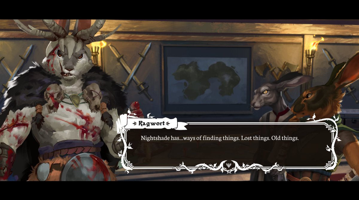 Looking to play a dark fantasy narrative game? If you enjoy games like Pentiment, you'll love this. A bit of Watership Down meets Game of Thrones. You can play the Moonbriar demo on Steam today (and wishlist it, too please). #screenshotsaturday #visualnovel #indiegame