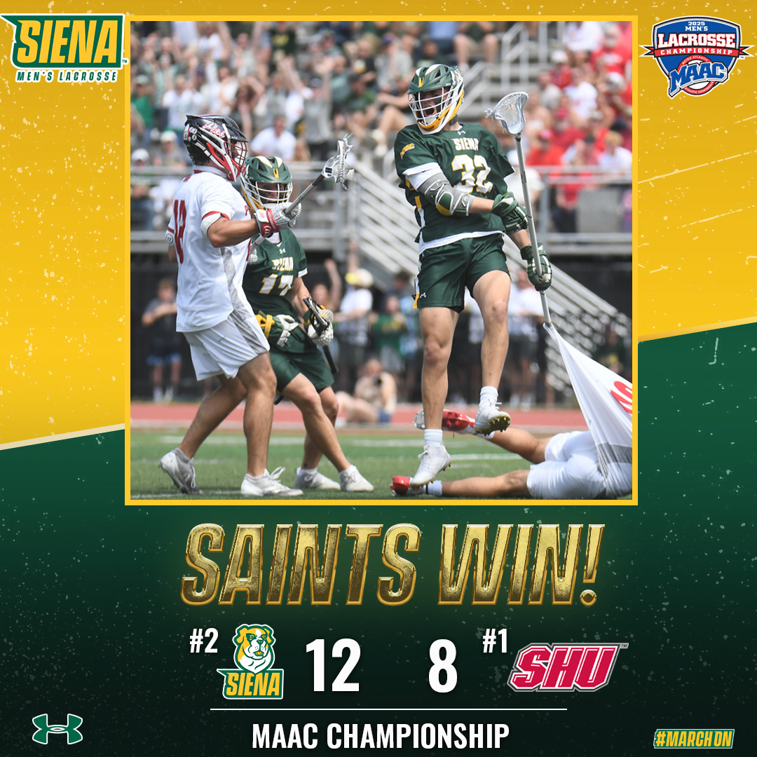 Siena Lacrosse (@sienalacrosse) on Twitter photo 🥍🏆 TOP DOGS AGAIN‼️
For the fourth time in program history - and first time in 11 years - your #SienaSaints are <a href="/MAACSports/">#MAACSports</a> Champions!
#MarchOn 🥍🏆 TOP DOGS AGAIN‼️
For the fourth time in program history - and first time in 11 years - your #SienaSaints are <a href="/MAACSports/">#MAACSports</a> Champions!
#MarchOn