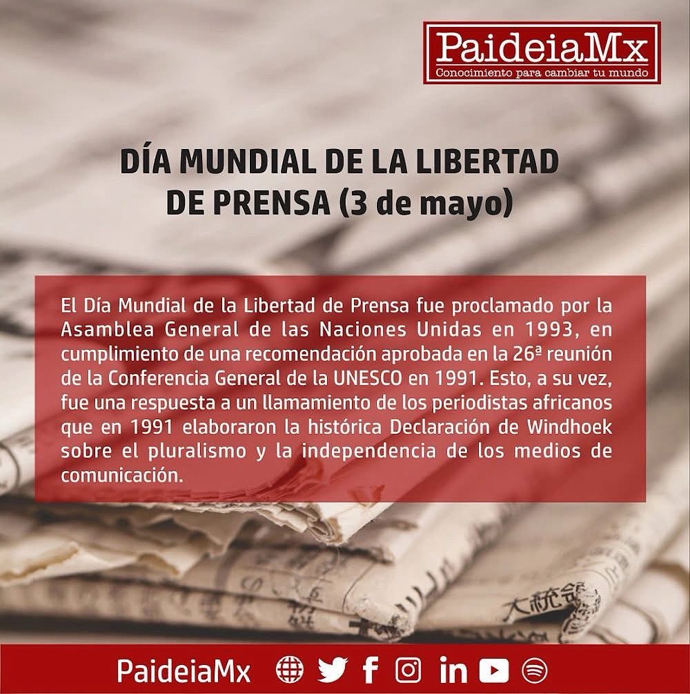 Día Mundial de la Libertad de Prensa. 
Nuestros libros conócelos aquí ☛ bit.ly/1ivwbUd o escríbenos y pide el catálogo paideiamx@gmail.com #diamundialdellibro #paideiamx
