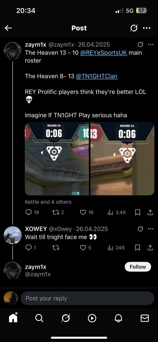FLMTheHeaven's tweet photo. winning against @TN1GHTClan 2-0, domination and masterclass

13-4, 13-3 against TOP 3 EU TEAM IS CRAAAZY

but again, i guess they weren't trying cause they play in a game that hasn't even been officially released yet gg

grand finals tomorrow against @REYeSportsUK 

gg boys!! https://t.co/C3eItP8UkF
