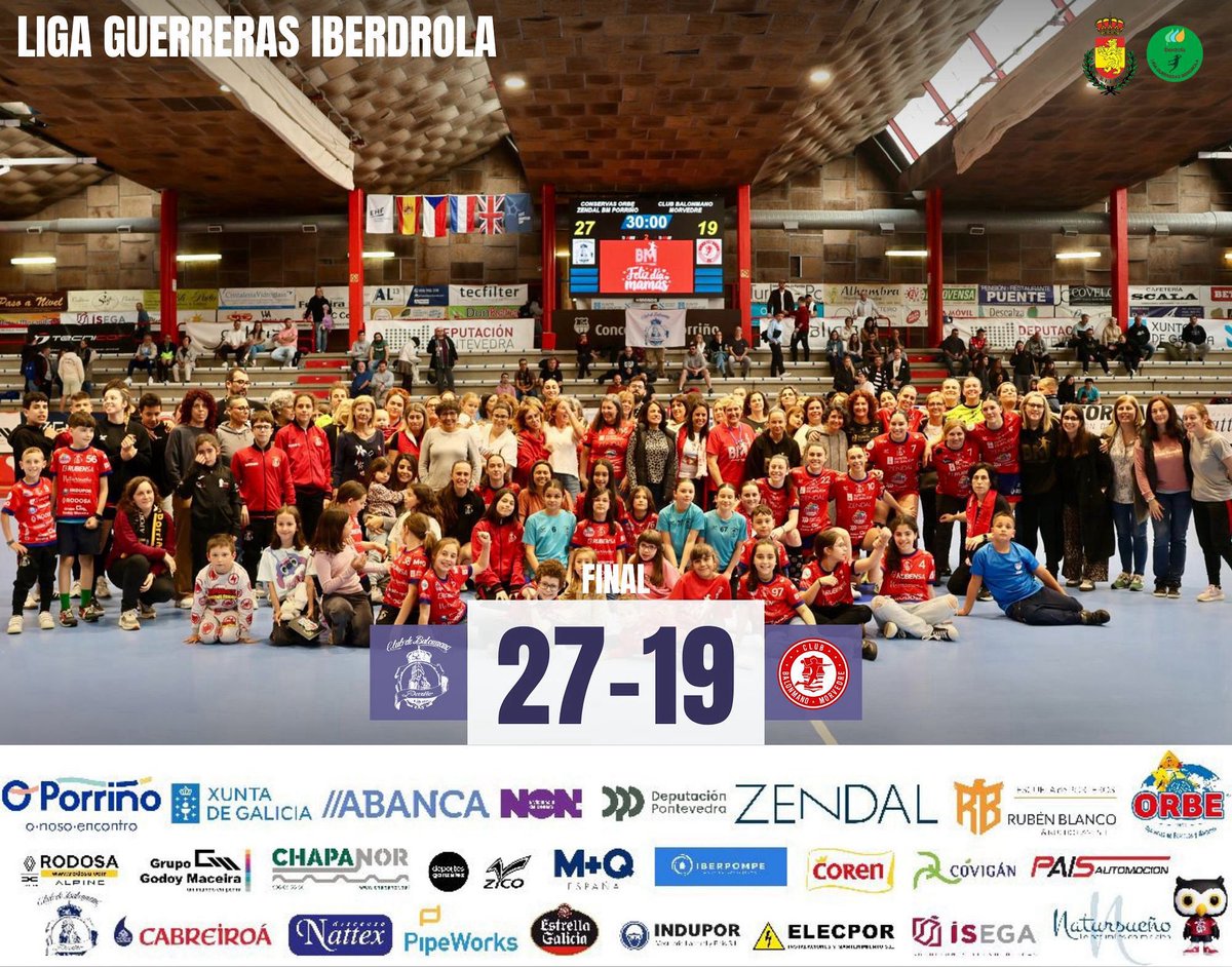 Victoria do Conservas Orbe Zendal Bm Porriño na casa frente ao @balonmanomorvedre que nos deixa nesta liga regular na cuarta plaza !!!

Partido que tiveron controlado en todo momento as rapazas de <a href="/ismabalonmano/">Ismael martínez</a> 

Conservas Orbe Zendal Bm Porriño 27 - @balonmanomorvedre 19