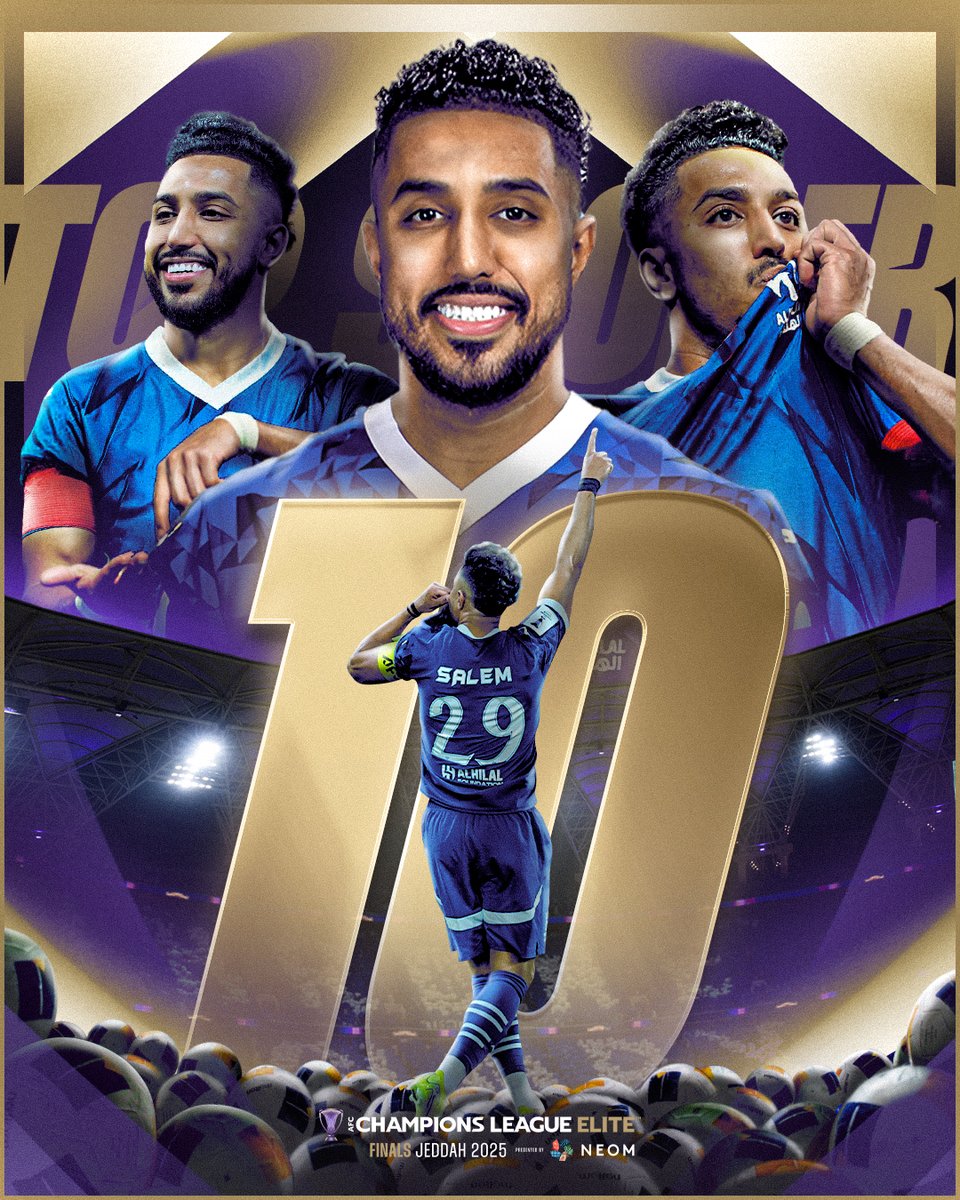 TheAFCCL's tweet photo. ⚽⚽⚽⚽⚽⚽⚽⚽⚽⚽

Goal machine. Salem Al Dawsari wins the 2024/25 #ACLElite Top Scorer!

#ACLEliteFinal https://t.co/kbMVRMqcNu