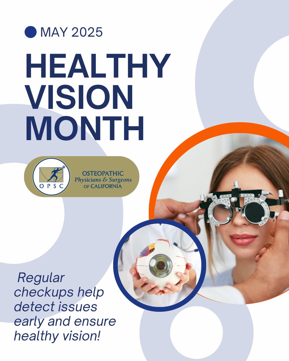 CALIFORNIADO's tweet image. 👀 May is Healthy Vision Month!
 Protect your eyes:
 ✅ Regular exams
 ✅ Shield from UV rays
 ✅ Eat for eye health
 Prioritize your vision today! 🌟 #HealthyVision #EyeHealth #ProtectYourEyes #SeeWellLiveWell #OPSC