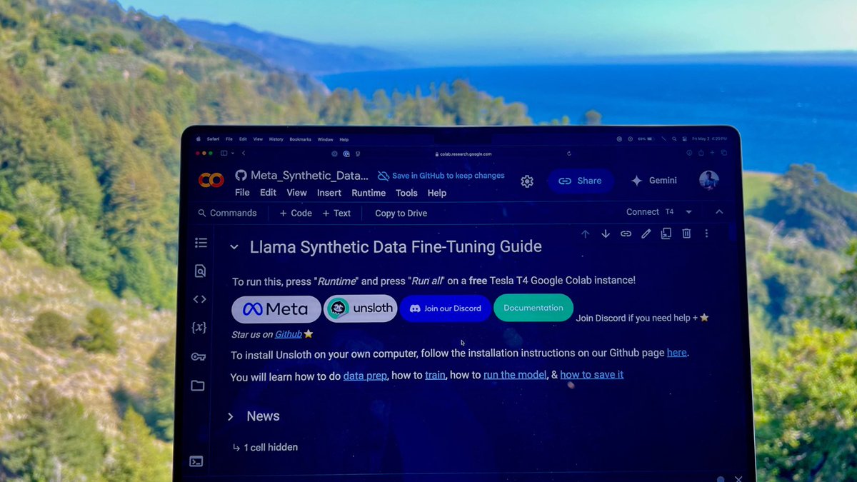 Sanyam Bhutani (@bhutanisanyam1) on Twitter photo Llama Synthetic Data Fine-Tuning Guide! 🙏
My favourite thing about this tutorial-everything is powered by 3B model.
It covers a step overlooked everywhere-data preparation and generation for fine tuning.
Thanks <a href="/UnslothAI/">Unsloth AI</a> team for this gem:
colab.research.google.com/github/unsloth… Llama Synthetic Data Fine-Tuning Guide! 🙏
My favourite thing about this tutorial-everything is powered by 3B model.
It covers a step overlooked everywhere-data preparation and generation for fine tuning.
Thanks <a href="/UnslothAI/">Unsloth AI</a> team for this gem:
colab.research.google.com/github/unsloth…