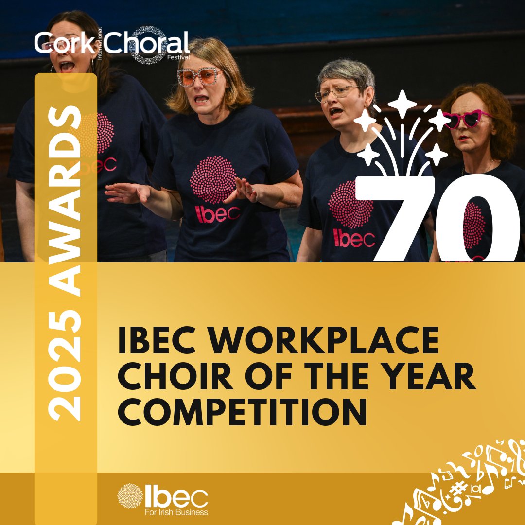 Congratulations to the winners of this morning's National Competitions! 👏

Ibec Workplace Choir of the Year Competition
🎼First prize: The Musgrave Workplace Choir [MUSGRAVE]
🎼Second prize: City Hall Singers [CORK CITY COUNCIL]
🎼Third prize: Liberty IT Choir [LIBERTY IT]